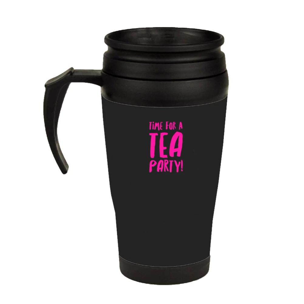 IT'S A TEA PARTY BLACK TRAVEL MUG