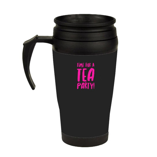 IT'S A TEA PARTY BLACK TRAVEL MUG