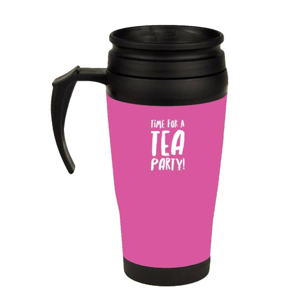 IT'S A TEA PARTY PINK TRAVEL MUG